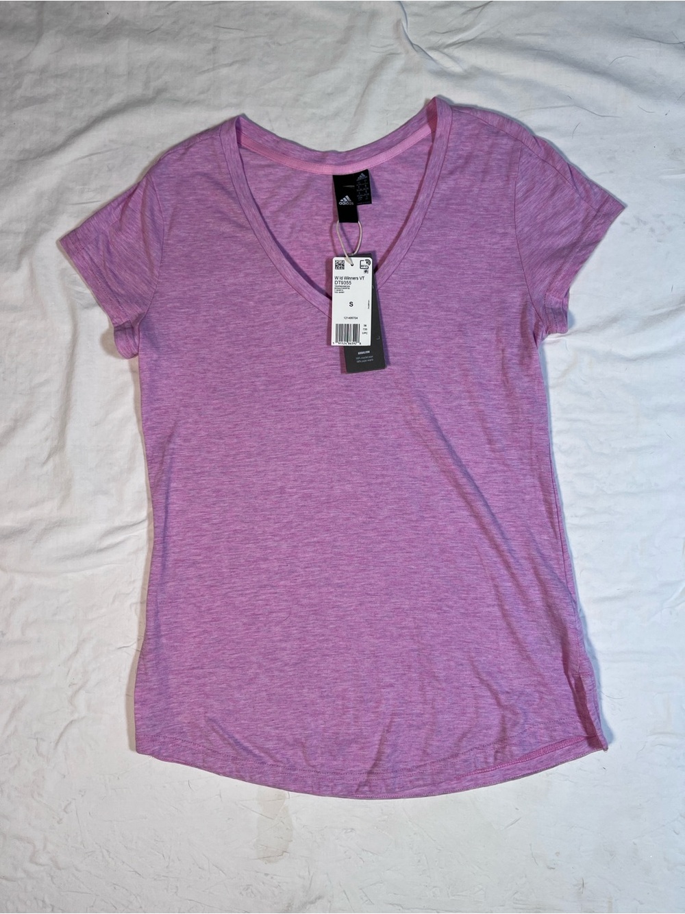 adidas Women's Heather Purple V-Neck Short Sleeve Tee